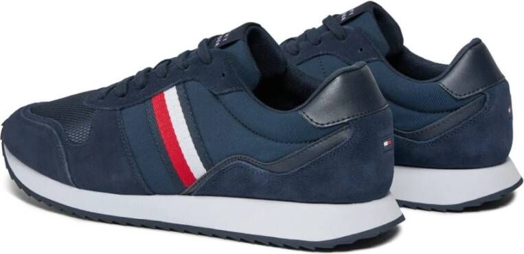 Tommy Hilfiger Leren Textiel Patch Logo Sneakers Blauw Blue Dames