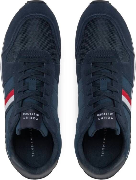 Tommy Hilfiger Leren Textiel Patch Logo Sneakers Blauw Blue Dames