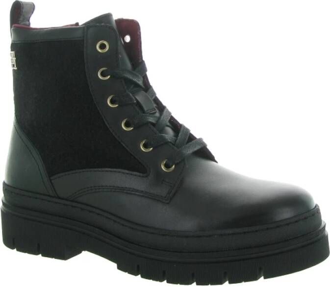 Tommy Hilfiger Nautische Leren Veterschoenen Black Dames