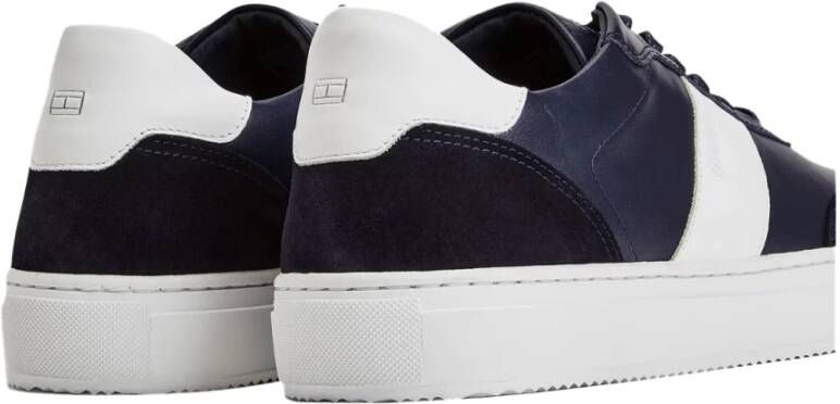 Tommy Hilfiger Premium Gestreepte Sneakers Marineblauw Wit Blue Heren