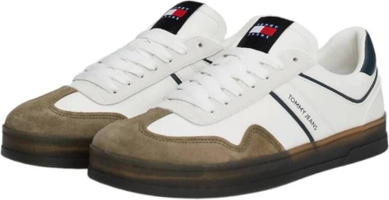 Tommy Hilfiger Retro Greenwich Leren Sneakers Beige Heren