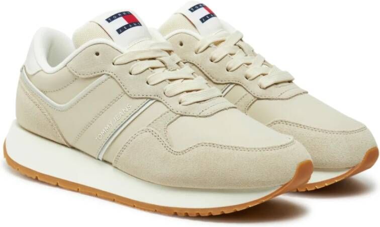 Tommy Hilfiger Retro Runner Sneakers Beige Bedrukt Suède Beige Dames