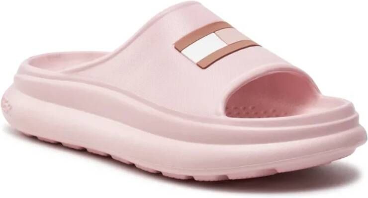 Tommy Hilfiger Rose Logo Mule PVC Slip-On Pink Dames