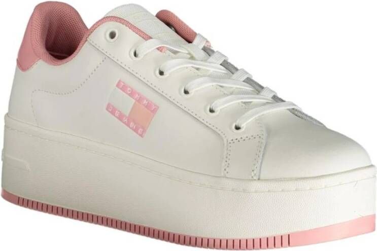 Tommy Hilfiger Roze Wedge Sneaker met Opvallende Print White Dames