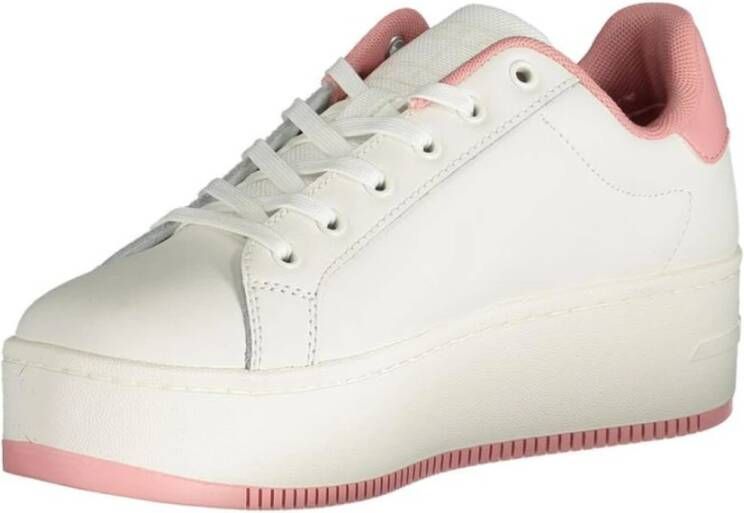 Tommy Hilfiger Roze Wedge Sneaker met Opvallende Print White Dames