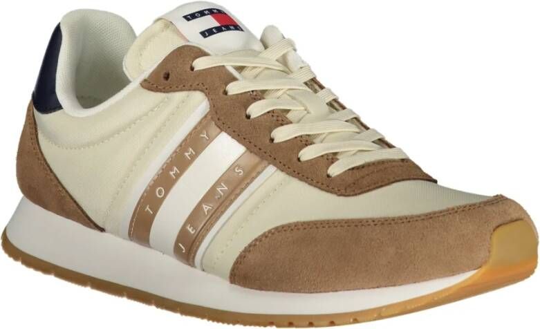 Tommy Hilfiger Sportieve Beige Veterschoenen met Bruine en Blauwe Details Beige Heren