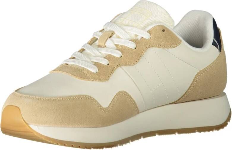 Tommy Hilfiger Sportieve Beige Vetersneakers met Contrastdetails en Logoprint Beige Heren