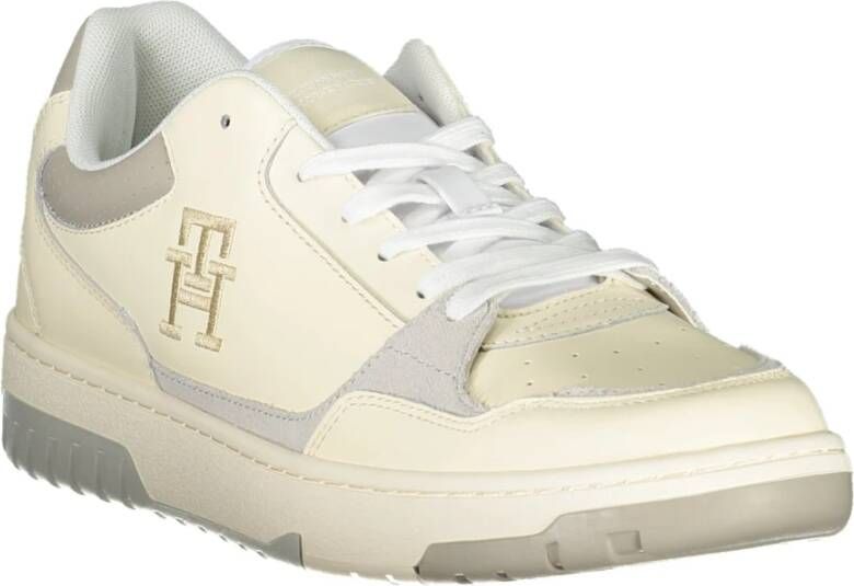 Tommy Hilfiger Sportieve Beige Vetersneakers met Contrastdetails en Logoprint Beige Heren