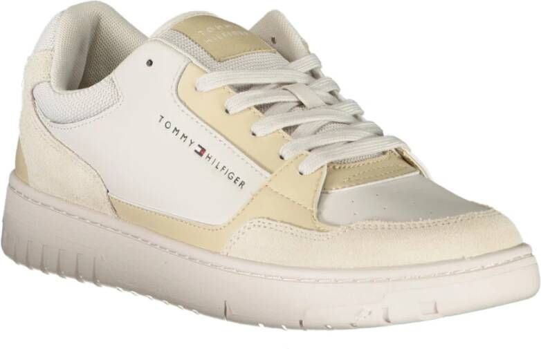 Tommy Hilfiger Sportieve Beige Vetersneakers met Contrastdetails en Logoprint Beige Heren