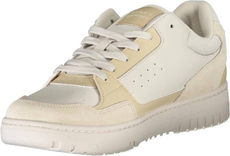 Tommy Hilfiger Sportieve Beige Vetersneakers met Contrastdetails en Logoprint Beige Heren