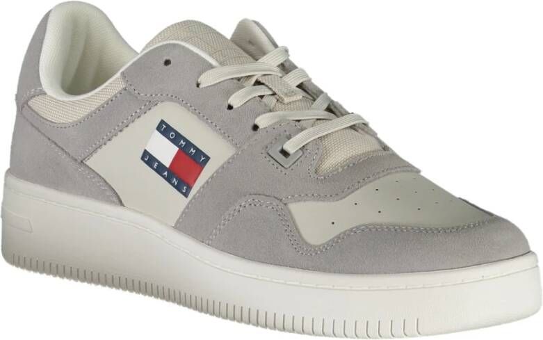 Tommy Hilfiger Sportieve Grijze Veterschoenen met Contrastdetails en Logoprint Gray Heren