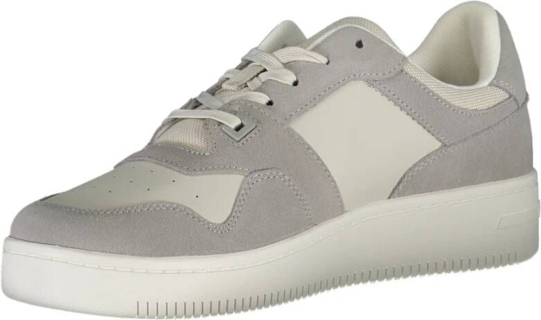 Tommy Hilfiger Sportieve Grijze Vetersneakers met Contrastdetails en Logoprint Gray Heren