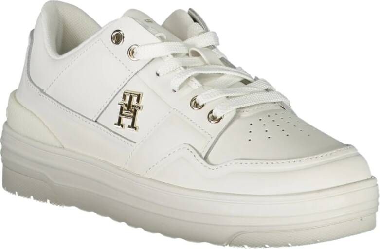 Tommy Hilfiger Sportieve Vetersneakers Wit Contrast Logo White Dames