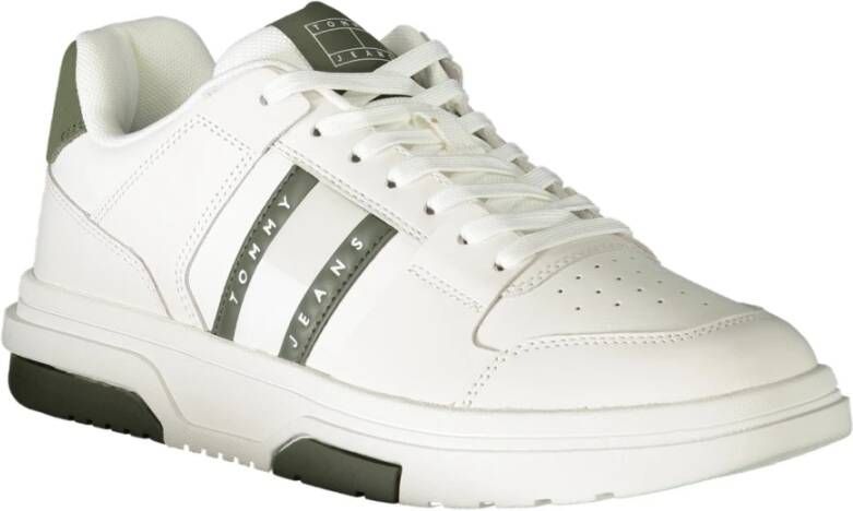 Tommy Hilfiger Sportieve Witte Veterschoenen Groene Details White Heren