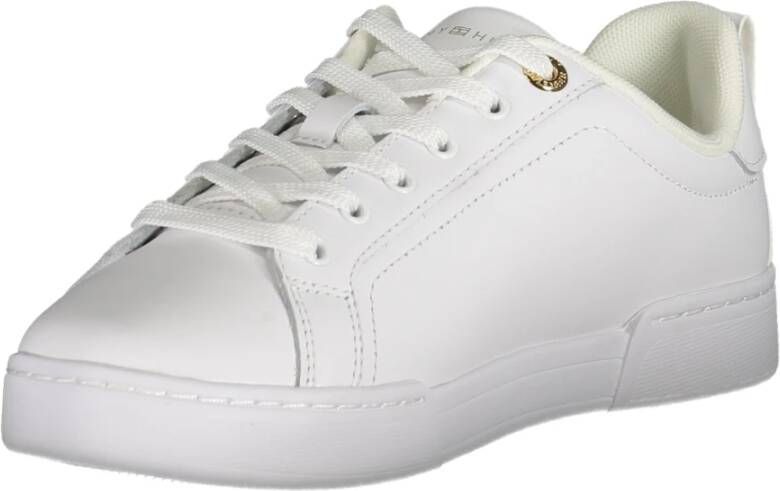 Tommy Hilfiger Sportieve witte vetersneakers met contrastdetails en logoprint White Dames