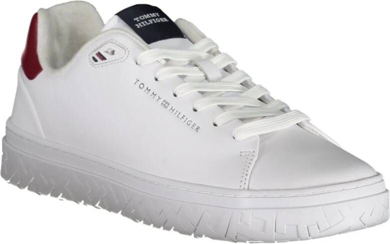 Tommy Hilfiger Sportieve witte vetersneakers met contrastdetails en logoprint White Heren