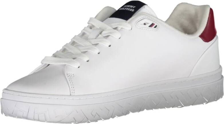 Tommy Hilfiger Sportieve witte vetersneakers met contrastdetails en logoprint White Heren