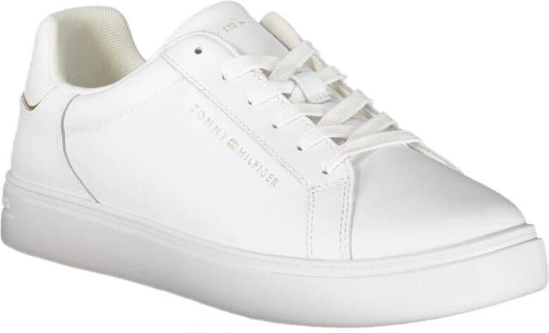 Tommy Hilfiger Sportieve witte vetersneakers met contrastdetails White Dames