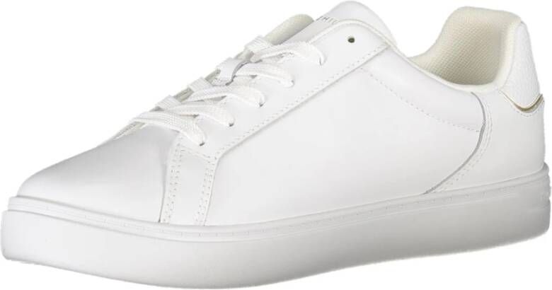 Tommy Hilfiger Sportieve witte vetersneakers met contrastdetails White Dames