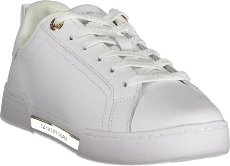 Tommy Hilfiger Sportieve witte vetersneakers met contrastdetails White Dames