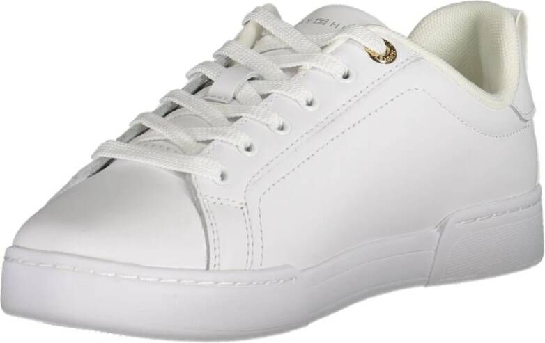 Tommy Hilfiger Sportieve witte vetersneakers met contrastdetails White Dames