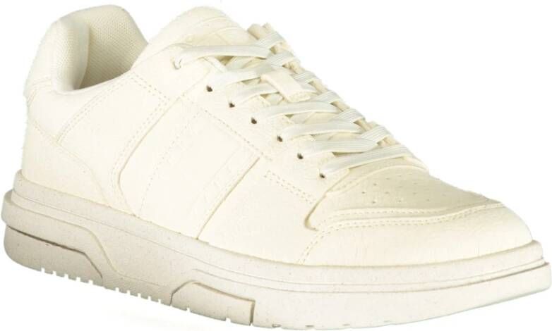 Tommy Hilfiger Sportieve witte vetersneakers met contrastdetails White Heren