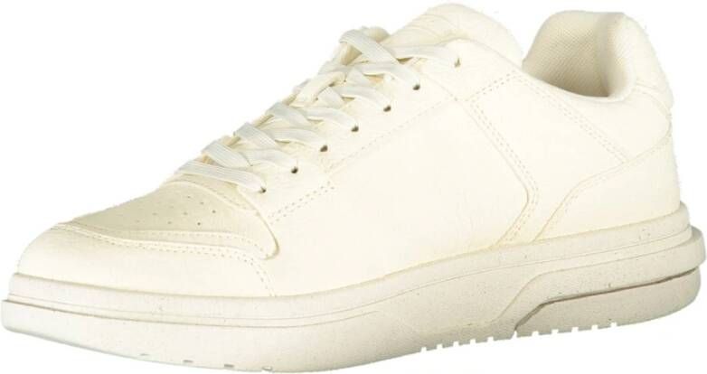 Tommy Hilfiger Sportieve witte vetersneakers met contrastdetails White Heren