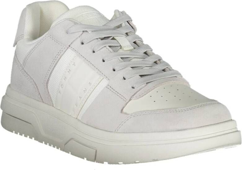 Tommy Hilfiger Sportieve witte vetersneakers met contrastdetails White Heren