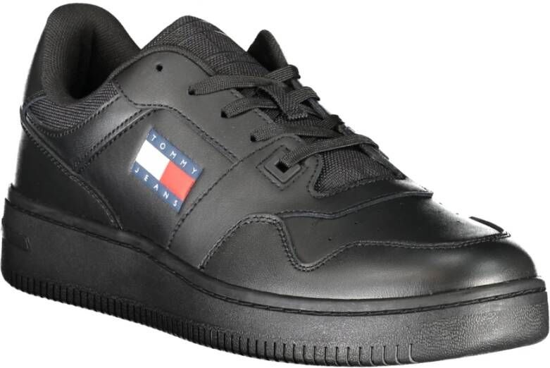 Tommy Hilfiger Sportieve Zwarte Veterschoenen met Contrastdetails en Logoprint Black Heren