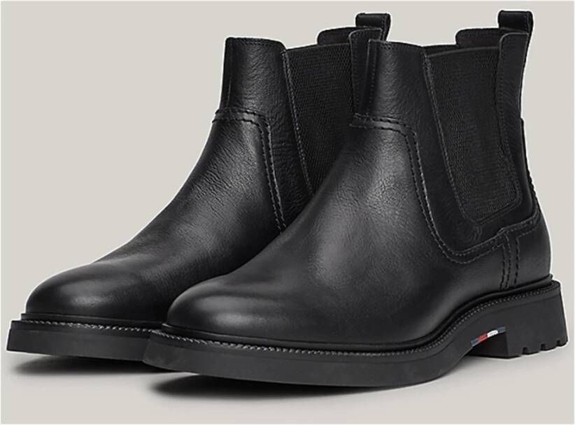 Tommy Hilfiger Stijlvolle Chelsea Boots voor Comfort Black Heren