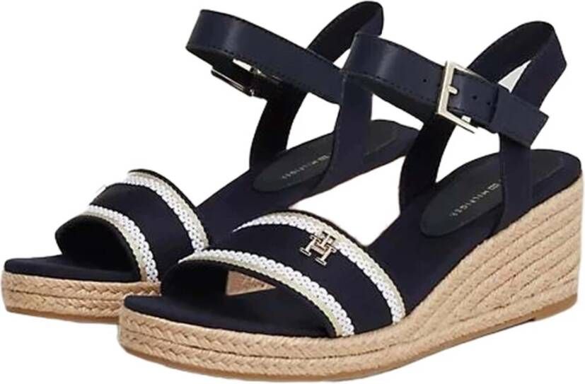 Tommy Hilfiger Webbing Wedge Platform Sandalen Blue Dames