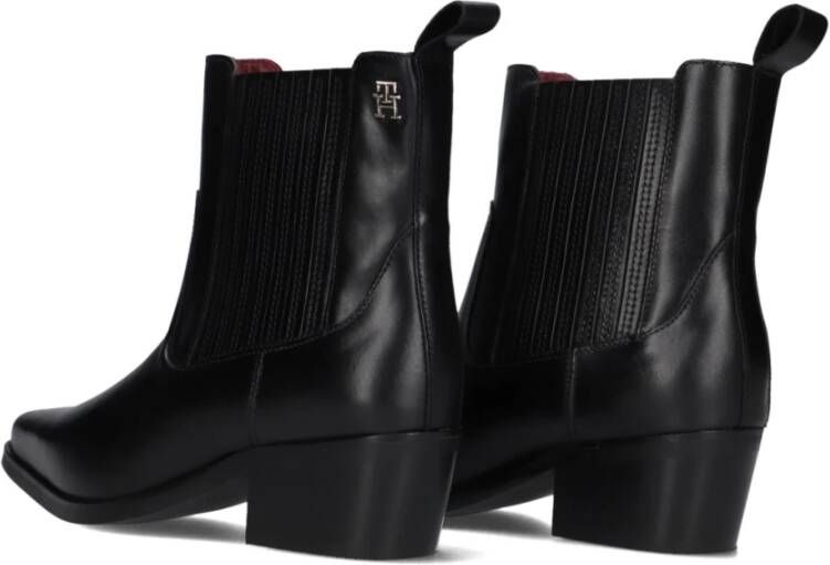 Tommy Hilfiger Western Stijl Leren Cowboy Laarzen Black Dames