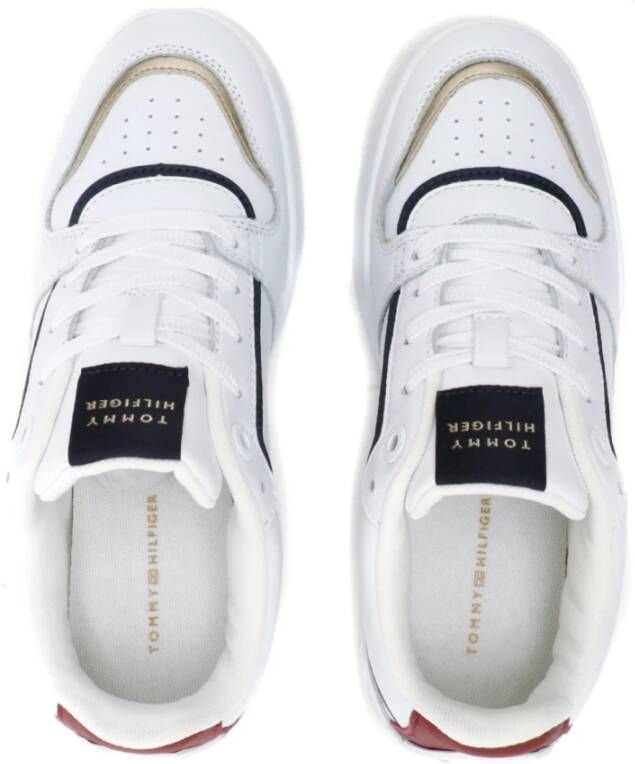 Tommy Hilfiger Witte Basket Sneakers Logo Rubberen Zool White Dames