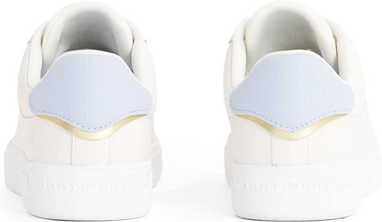 Tommy Hilfiger Witte Leren Lage Sneakers White Dames