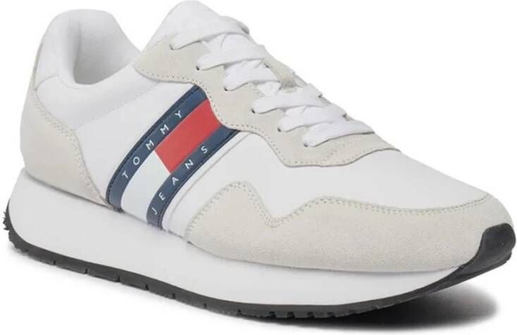 Tommy Hilfiger Witte Leren Sneakers met Print Multicolor Heren