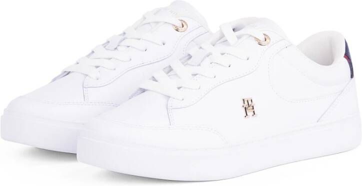 Tommy Hilfiger Witte Leren Veterschoenen White Dames