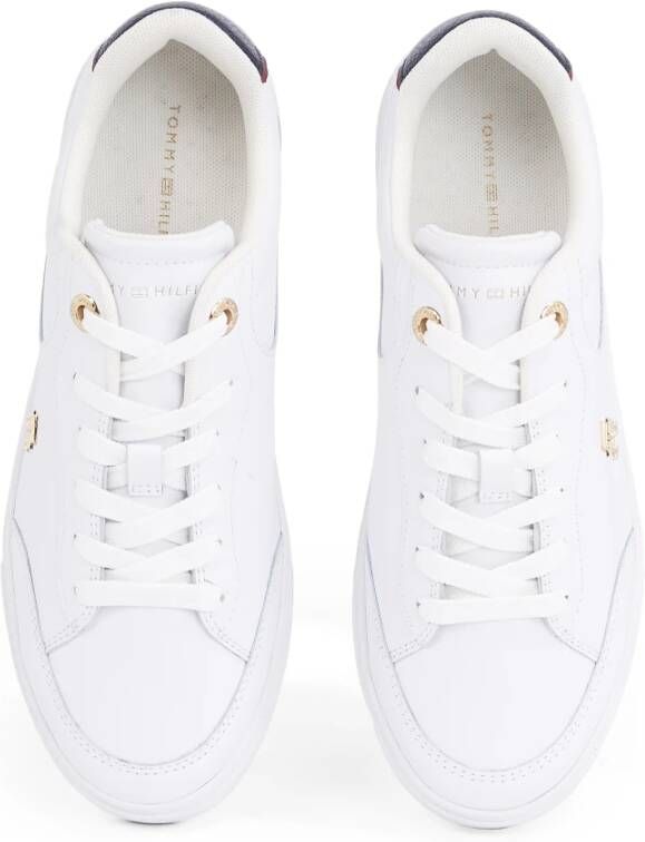 Tommy Hilfiger Witte Leren Veterschoenen White Dames