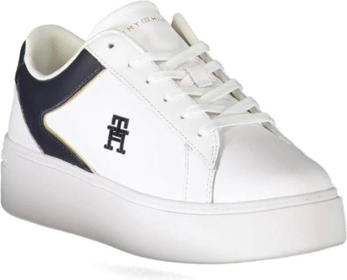 Tommy Hilfiger Witte polyester sneakers met contrastdetails White Heren