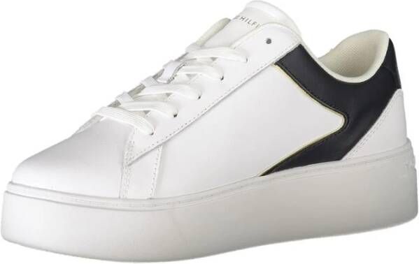 Tommy Hilfiger Witte polyester sneakers met contrastdetails White Heren