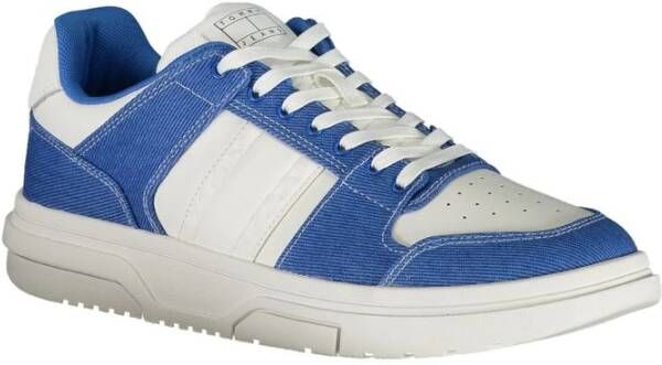 Tommy Hilfiger Witte polyester sneakers met veters contrastdetails logo Blue Heren