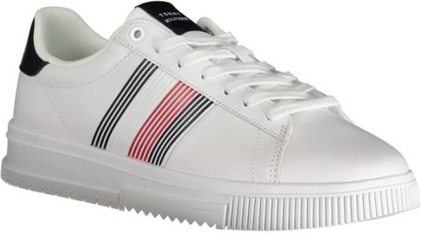 Tommy Hilfiger Witte polyester sneakers met veters contrastdetails logo White Heren