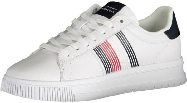 Tommy Hilfiger Witte polyester sneakers met veters contrastdetails logo White Heren