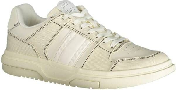 Tommy Hilfiger Witte polyester sneakers met veters contrastdetails logo White Heren