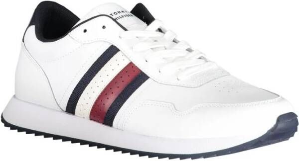 Tommy Hilfiger Witte Polyester Sneakers met Veters Contrastdetails Logo White Heren