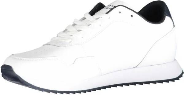 Tommy Hilfiger Witte Polyester Sneakers met Veters Contrastdetails Logo White Heren