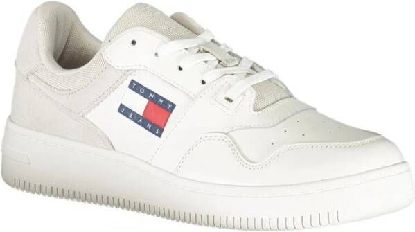 Tommy Hilfiger Witte Polyester Sneakers met Veters Contrastdetails Print Logo White Dames