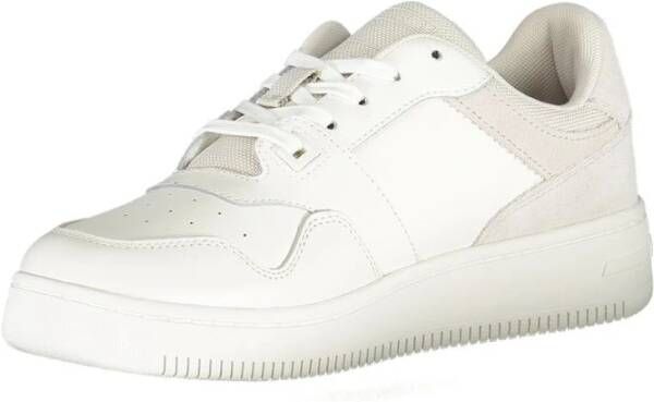 Tommy Hilfiger Witte Polyester Sneakers met Veters Contrastdetails Print Logo White Dames