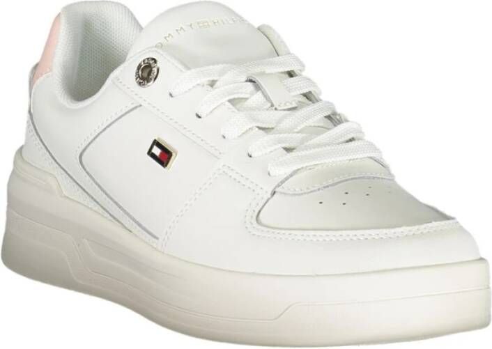 Tommy Hilfiger Witte Vetersneakers met Contrastdetail White Dames