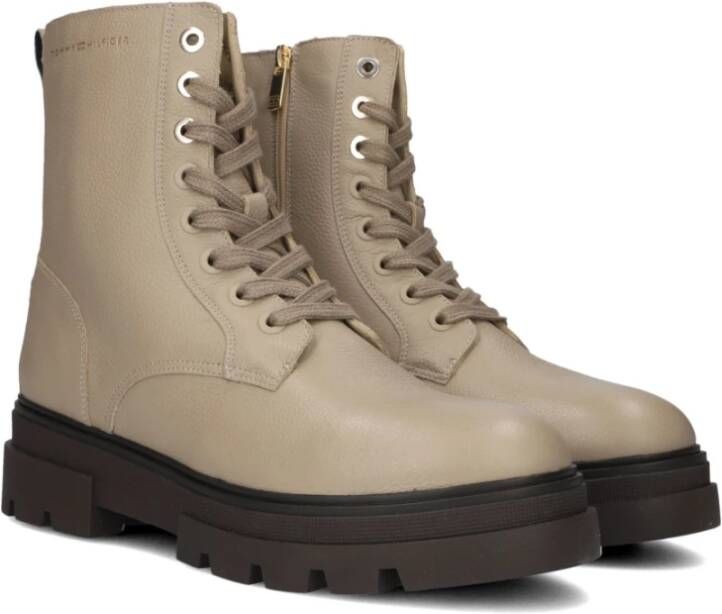 Tommy Hilfiger Zwarte Bicolor Veterschoenen van Leer Beige Dames