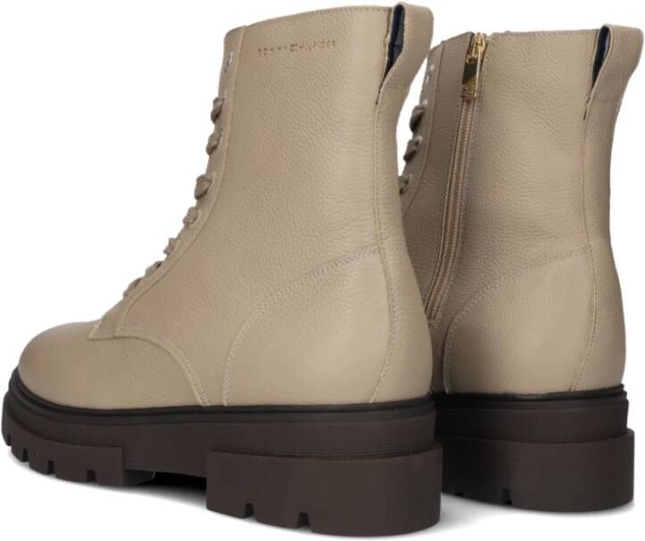 Tommy Hilfiger Zwarte Bicolor Veterschoenen van Leer Beige Dames